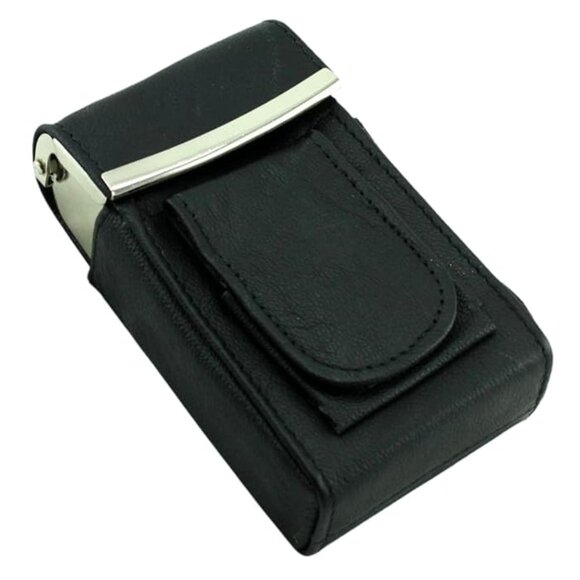 Roma Leather Cigarette Case Holder with Pocket for Lighter 92811BK 💸 - Picture 5 of 5